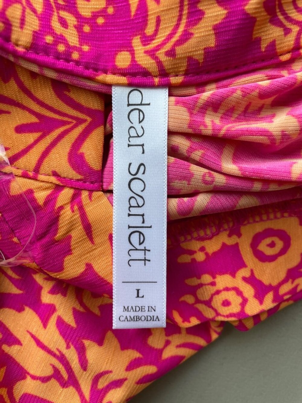 Dear Scarlett Blouse Large Baroque Floral Print 3/4 Sleeve Pink Boho Cottagecore - Picture 8 of 8